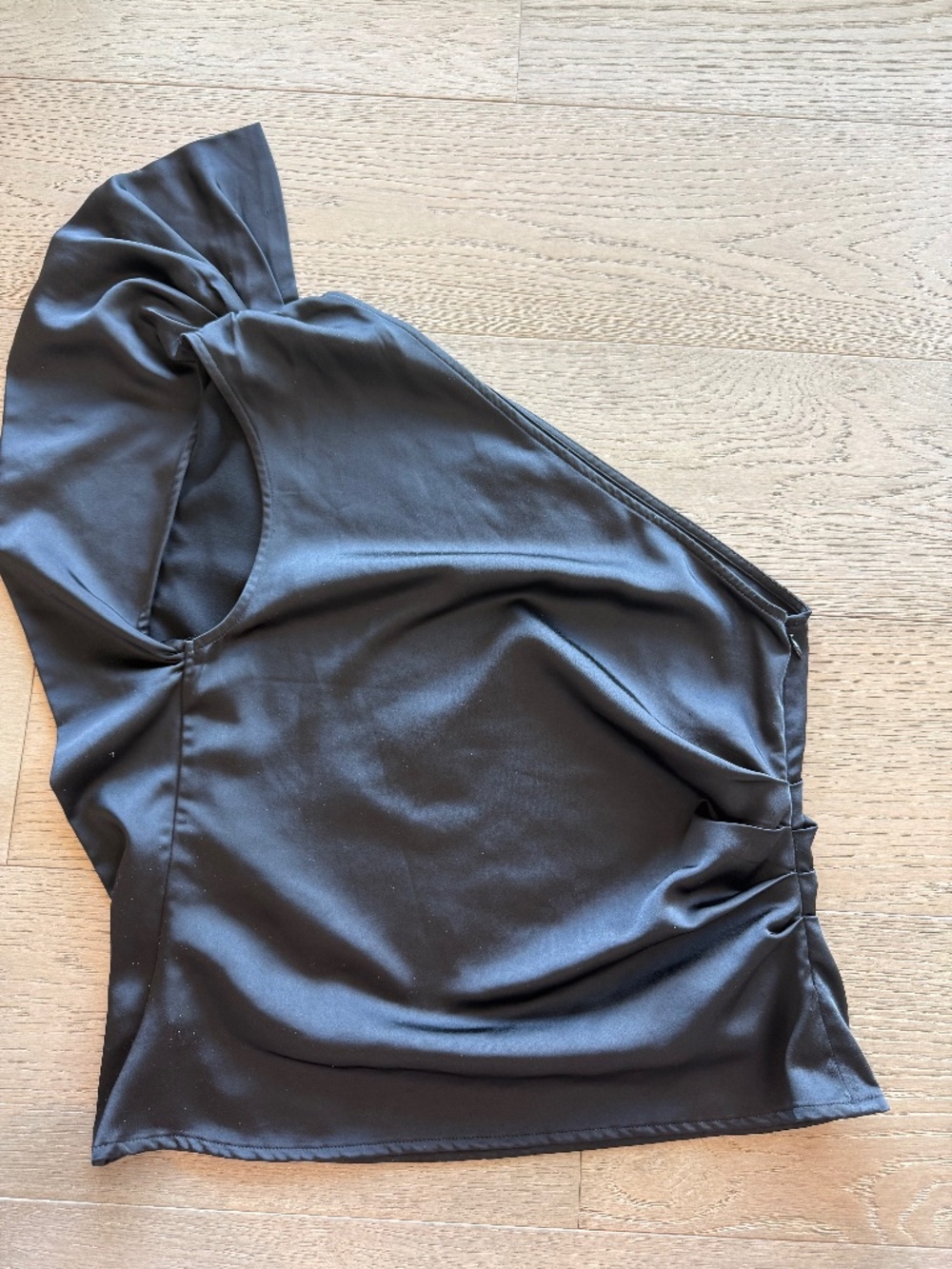 Express One-Shoulder Draped Satin Blouse